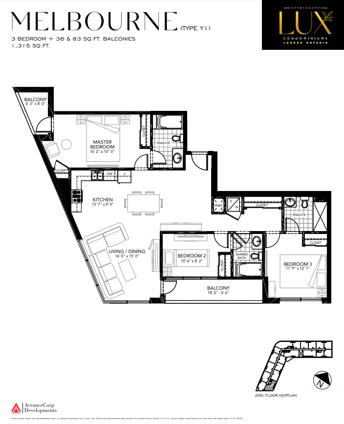 MELBOURNE - YI Floor Plan of Springbank Lux condos with undefined beds