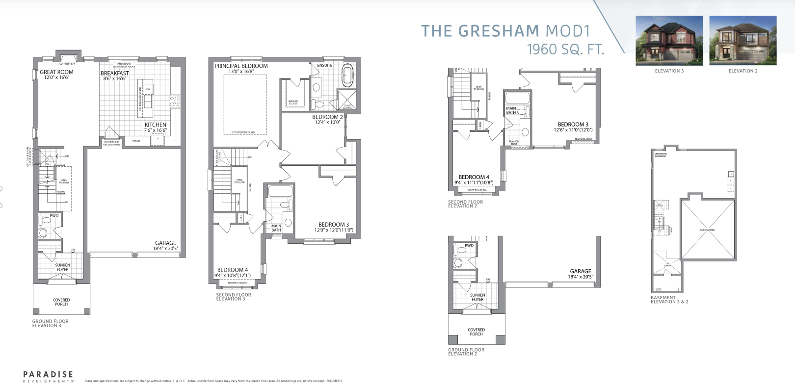 The Gresham Mod 1 Floor Plan of Whitby Meadows & Park Vista Towns with undefined beds