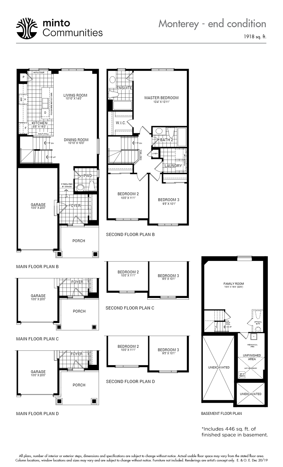 Monterey End Floor Plan of Avalon Vista by Minto Communities with undefined beds