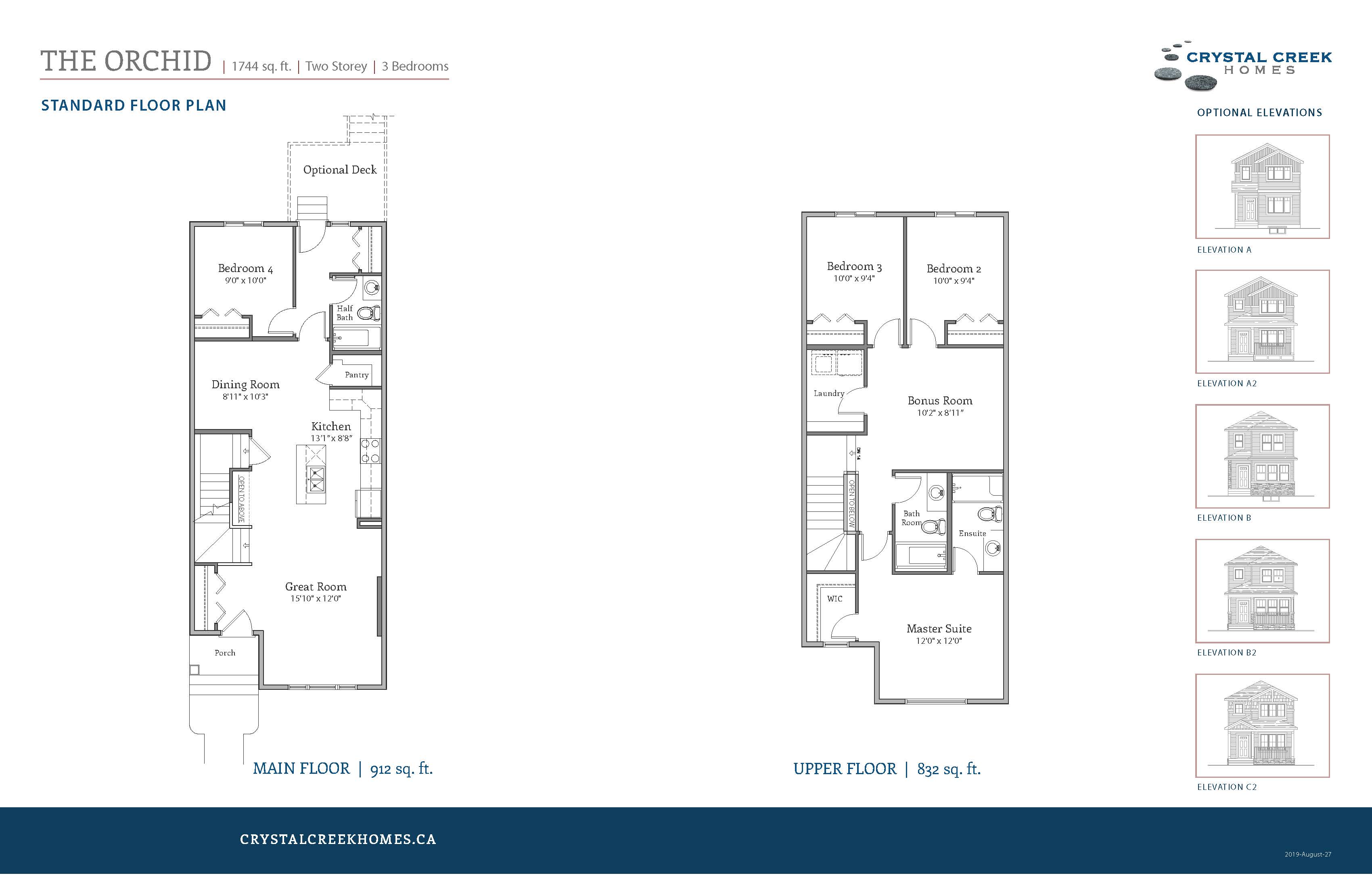 The Orchid Floor Plan of Maple Crest Crystal Creek Homes Edmonton with undefined beds