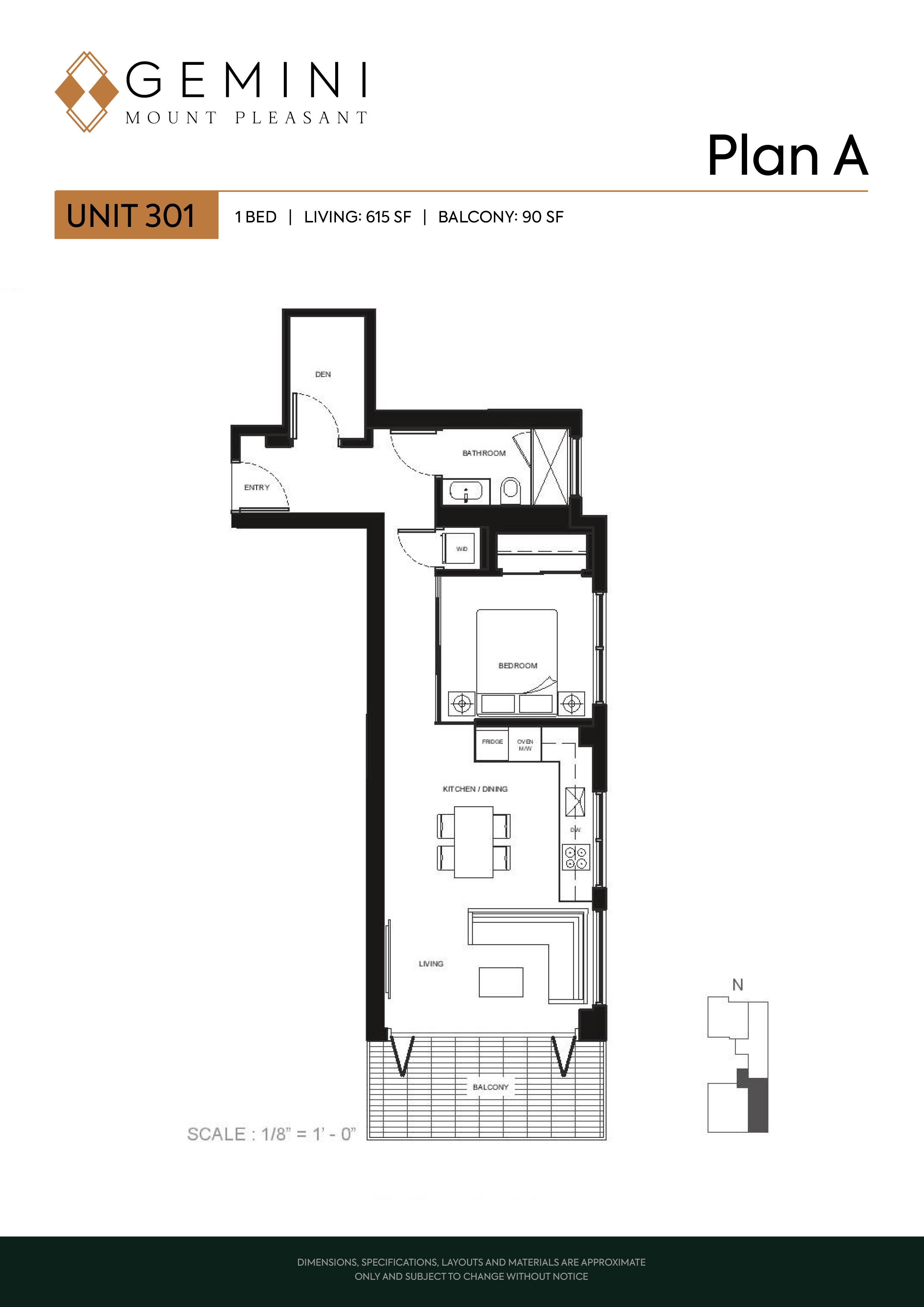 Plan A Floor Plan of Gemini Mount Pleasant Condos with undefined beds