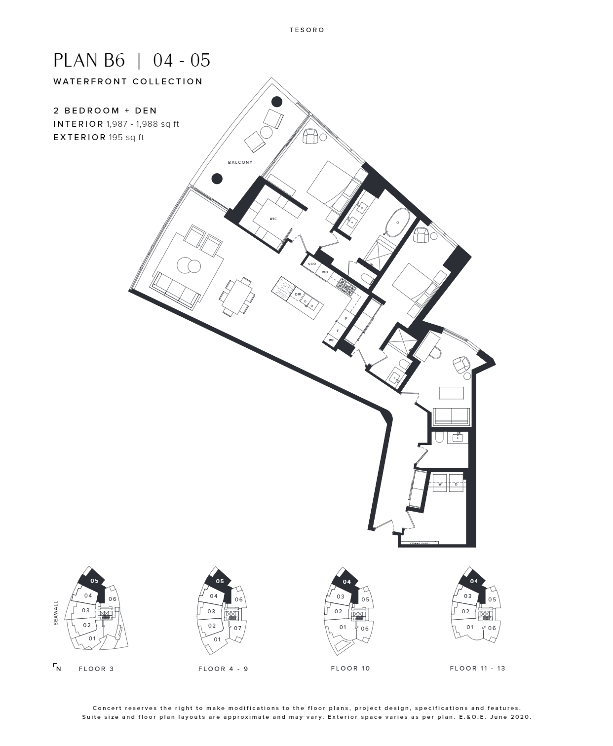 B6 | 04-05 Floor Plan of Tesoro Condos with undefined beds