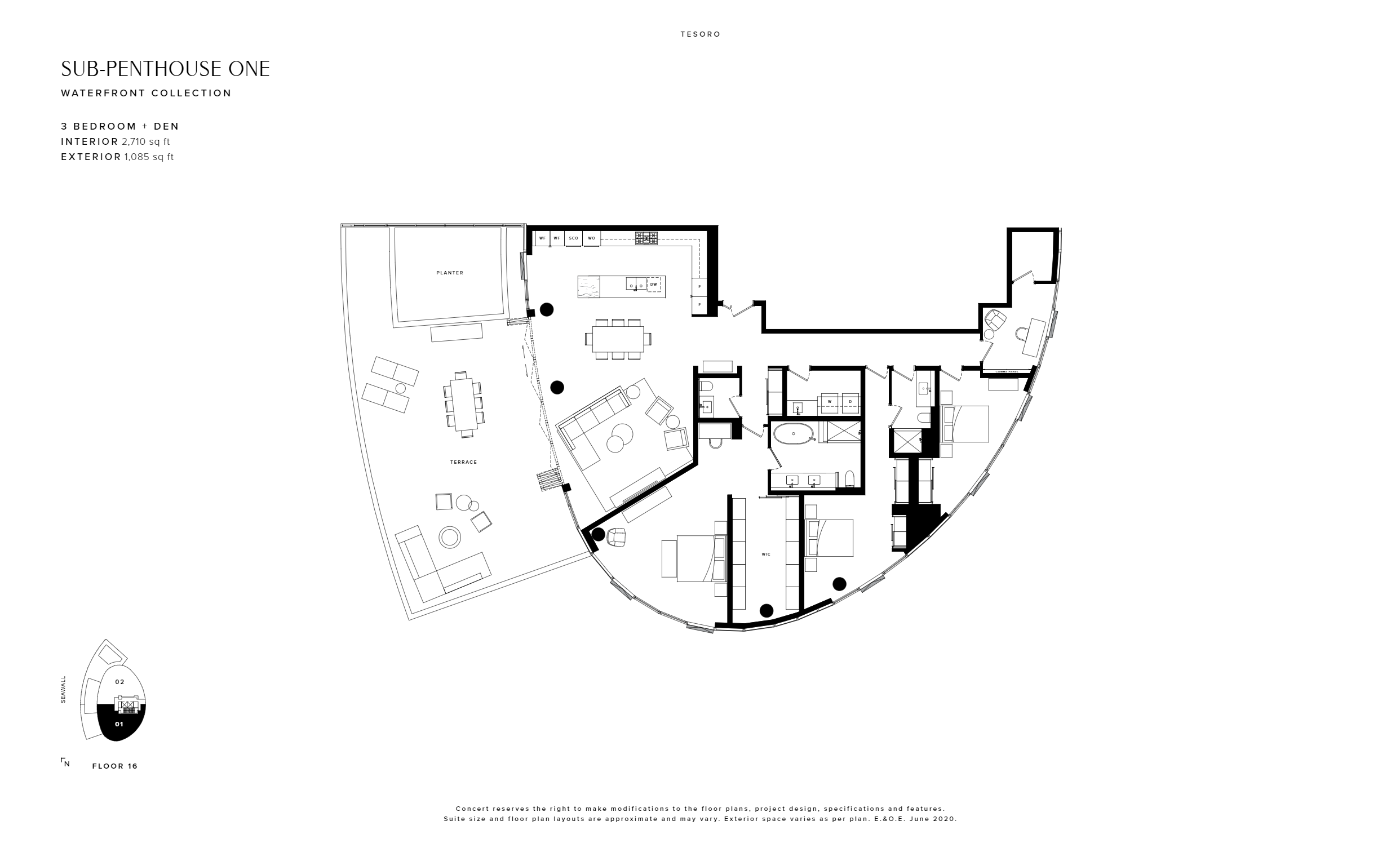 SUB-PENTHOUSE ONE Floor Plan of Tesoro Condos with undefined beds