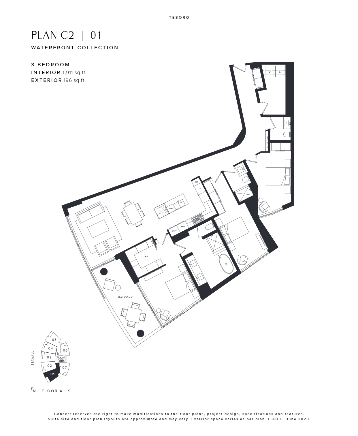 C2 | 01 Floor Plan of Tesoro Condos with undefined beds