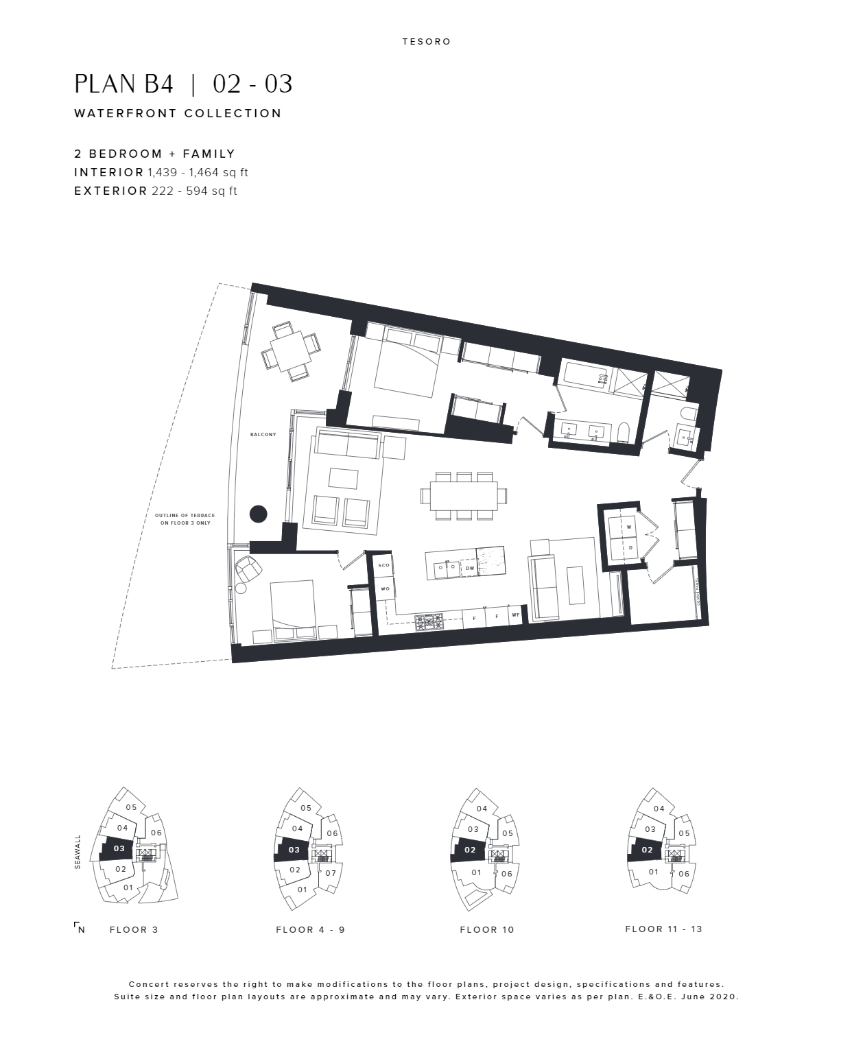 B4 | 02-03 Floor Plan of Tesoro Condos with undefined beds