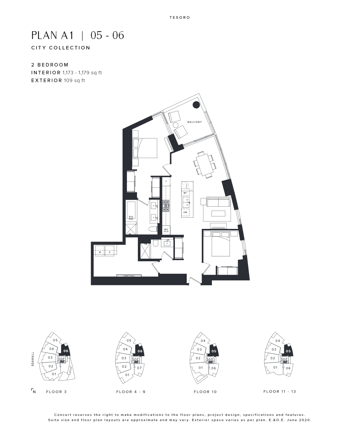 A1 | 05-06 Floor Plan of Tesoro Condos with undefined beds