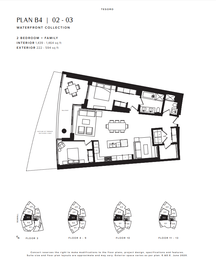 1202 Floor Plan of Tesoro Condos with undefined beds