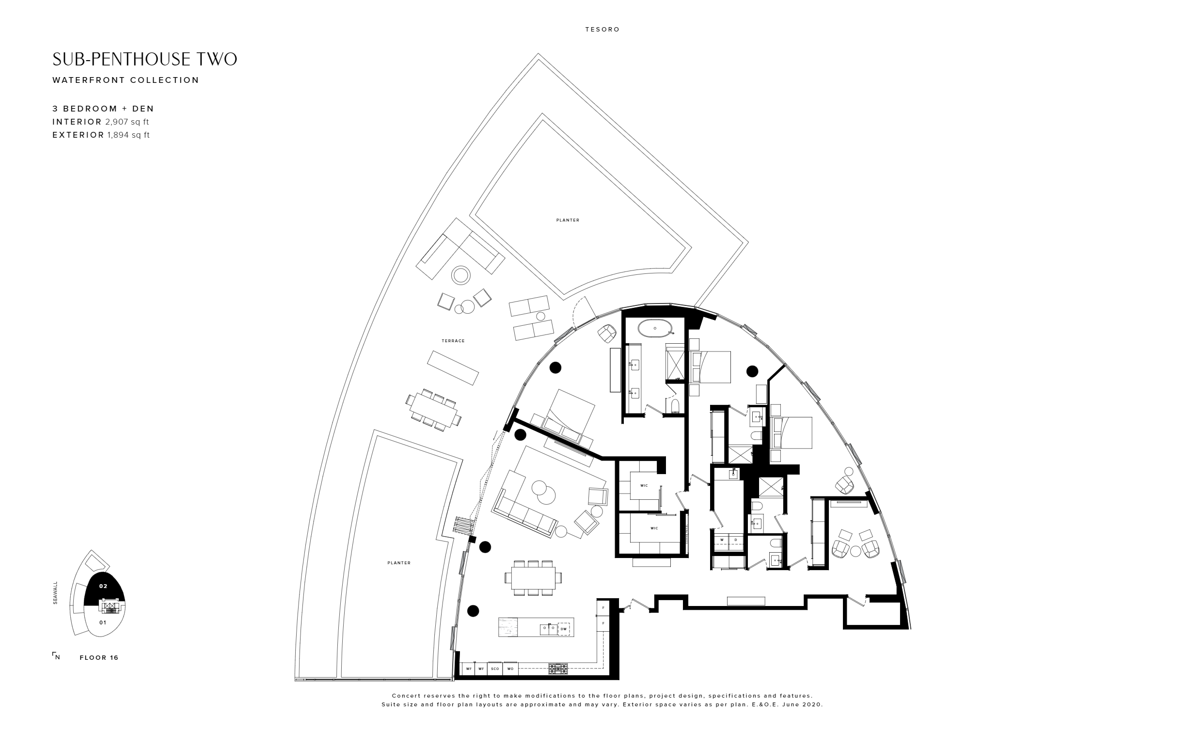 SUB-PENTHOUSE TWO Floor Plan of Tesoro Condos with undefined beds