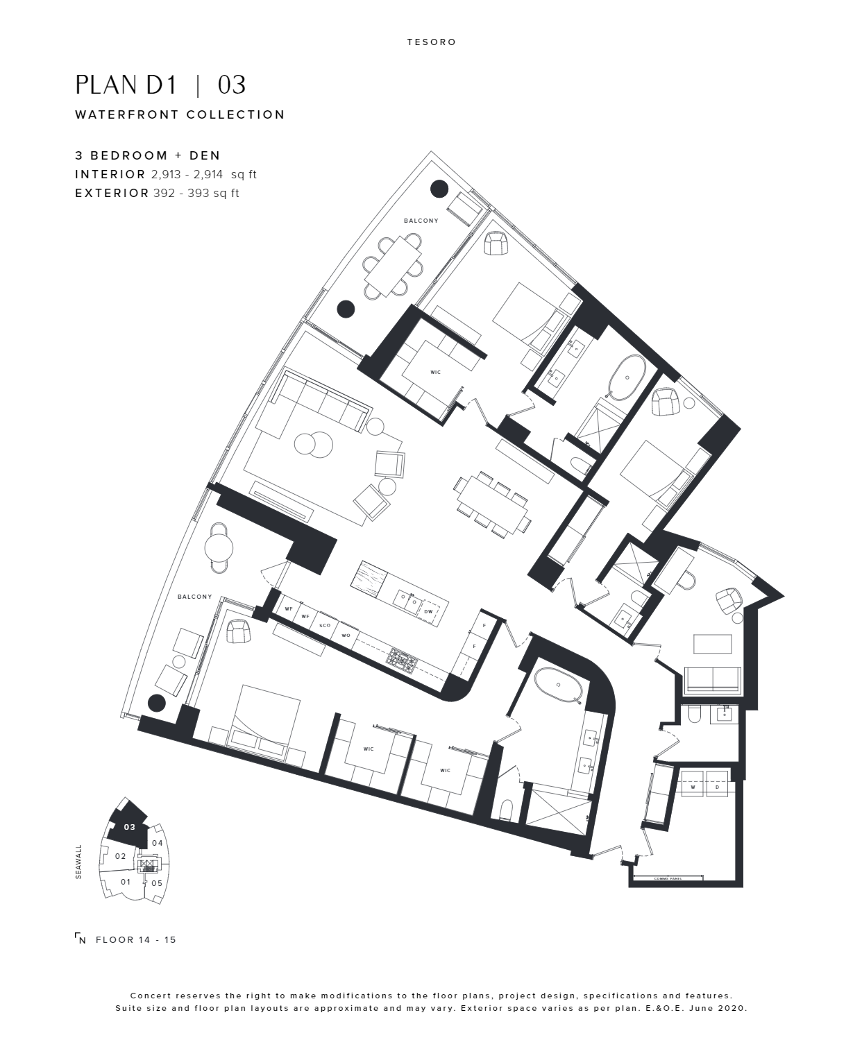 D1 | 03 Floor Plan of Tesoro Condos with undefined beds