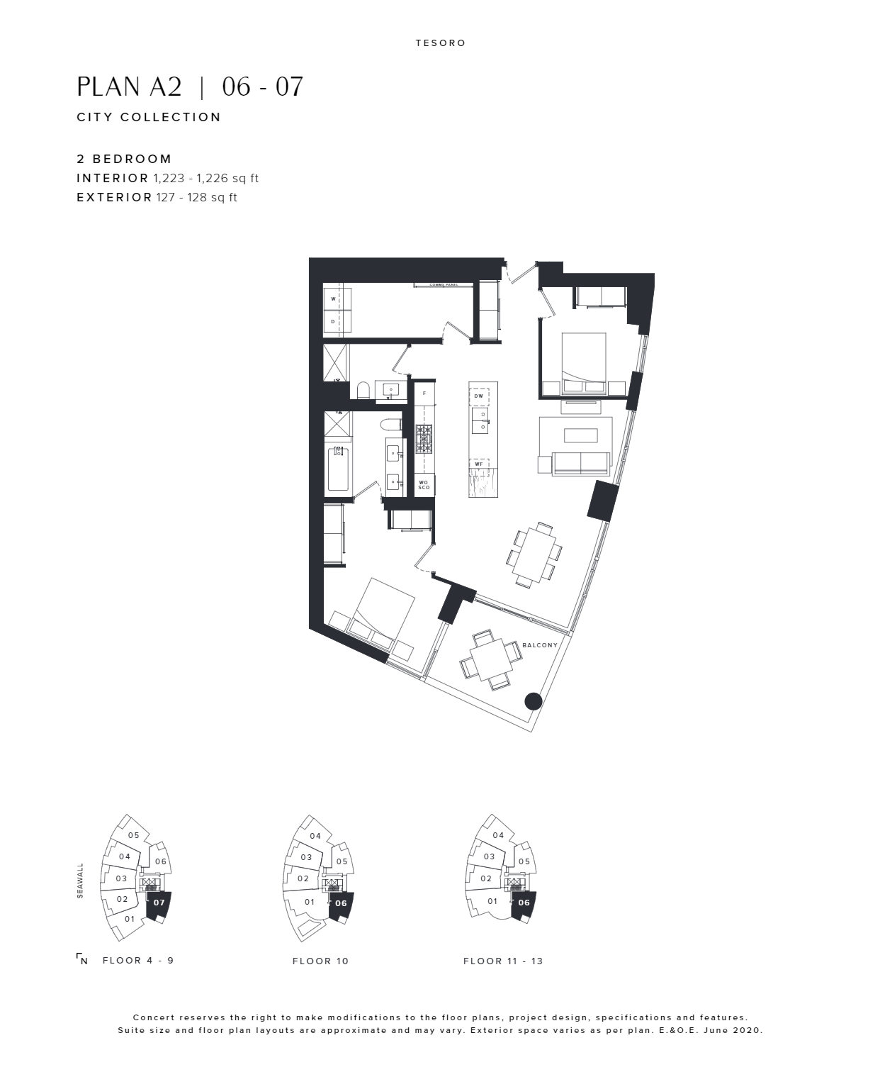 A2 | 06-07 Floor Plan of Tesoro Condos with undefined beds