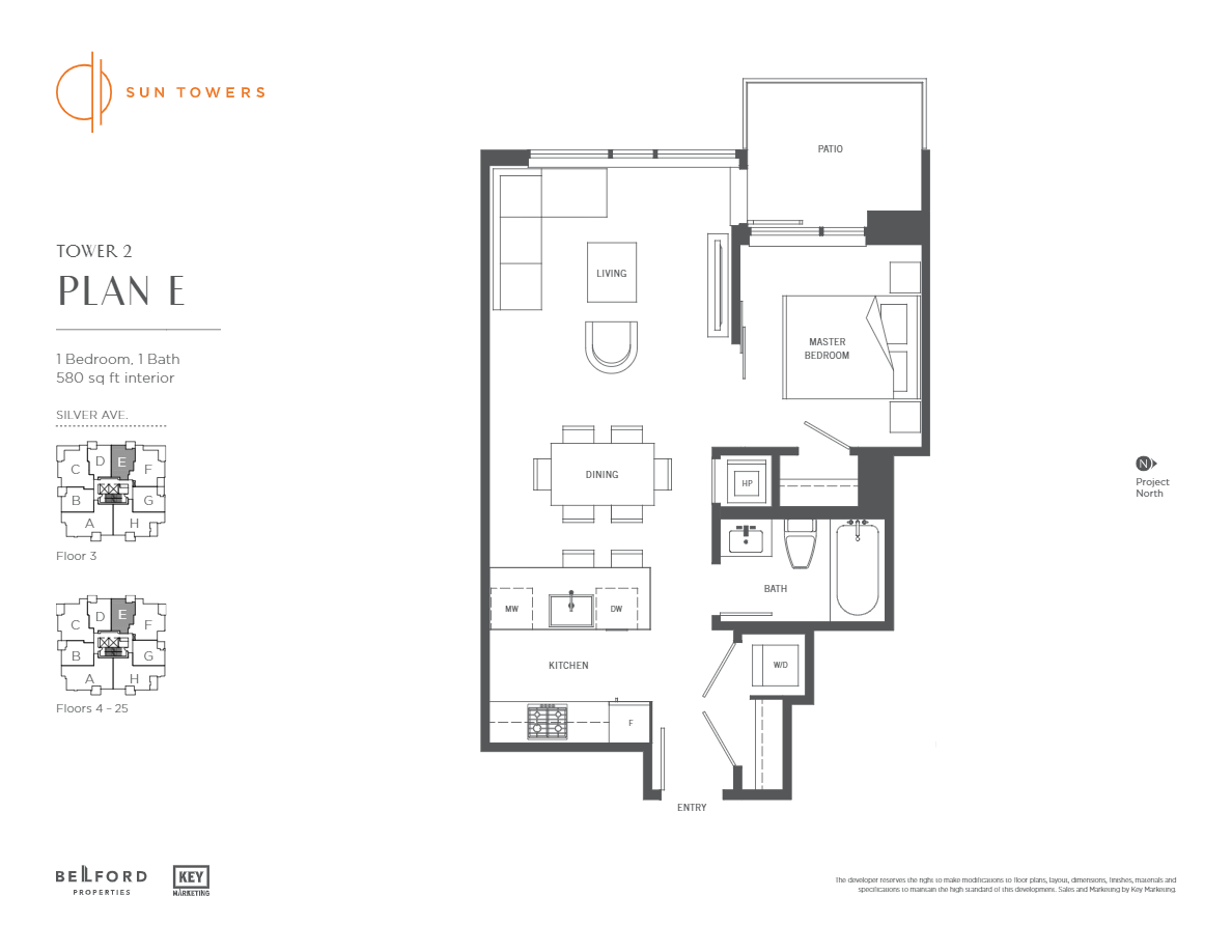 E Floor Plan of Sun Towers 2 Condos  with undefined beds