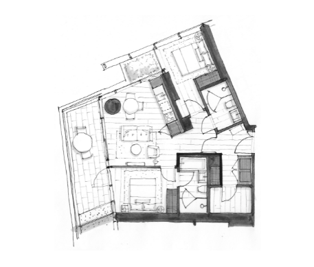 3406 Floor Plan of The Palazzi at Piero Lissoni x Oakridge Condos with undefined beds