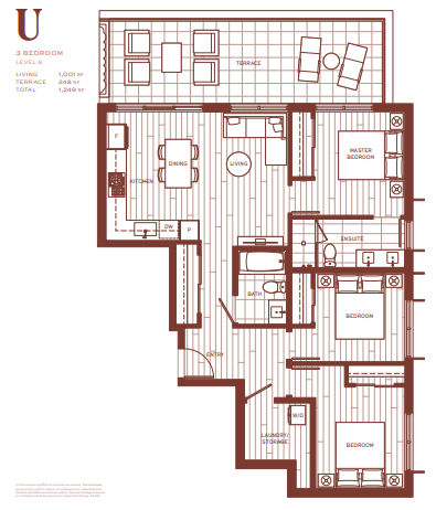 U Floor Plan of Popolo Condos with undefined beds