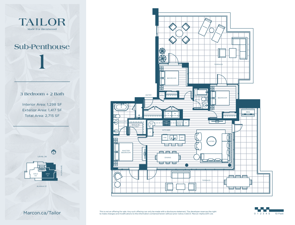  Sub-Penthouse 1  Floor Plan of Tailor Condos with undefined beds