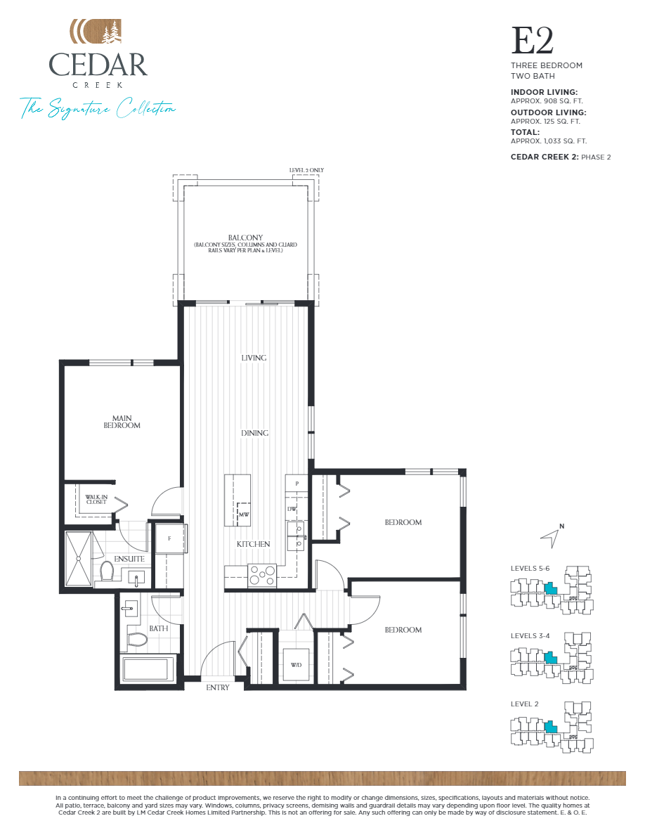 E2 Floor Plan of Cedar Creek (Signature Collection) Condos with undefined beds