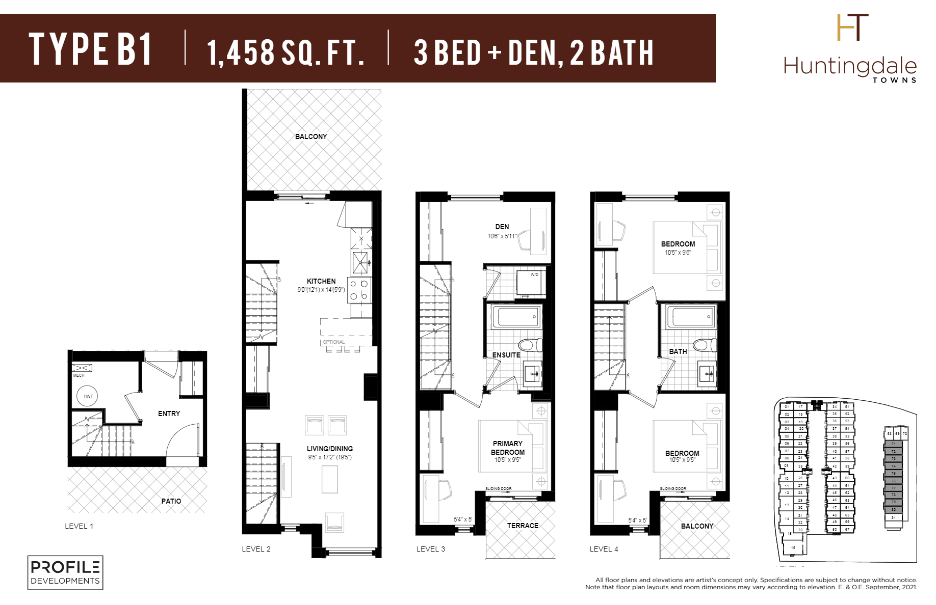  Type B1  Floor Plan of Huntingdale Towns Scarborough with undefined beds