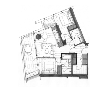 3306 Floor Plan of The Palazzi at Piero Lissoni x Oakridge Condos with undefined beds