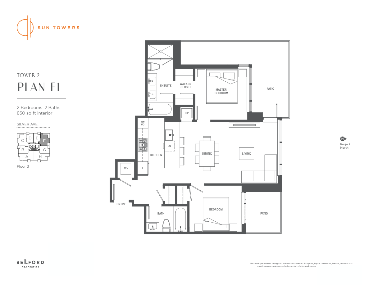 F1 Floor Plan of Sun Towers 2 Condos  with undefined beds