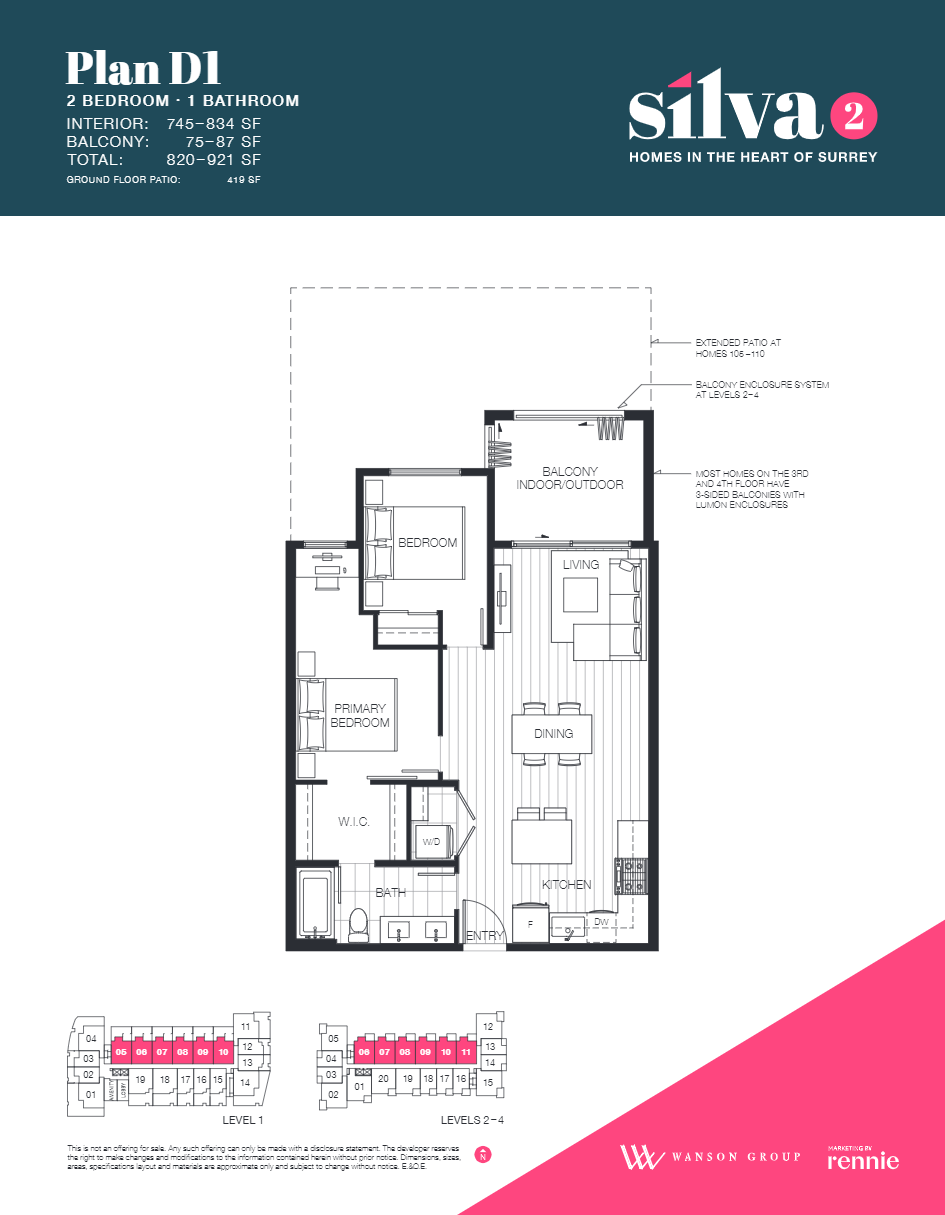 D1 Floor Plan of Silva 2 Condos with undefined beds