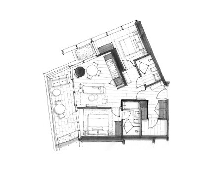 2806 Floor Plan of The Palazzi at Piero Lissoni x Oakridge Condos with undefined beds