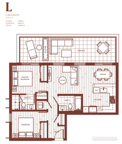 L Floor Plan of Popolo Condos with undefined beds