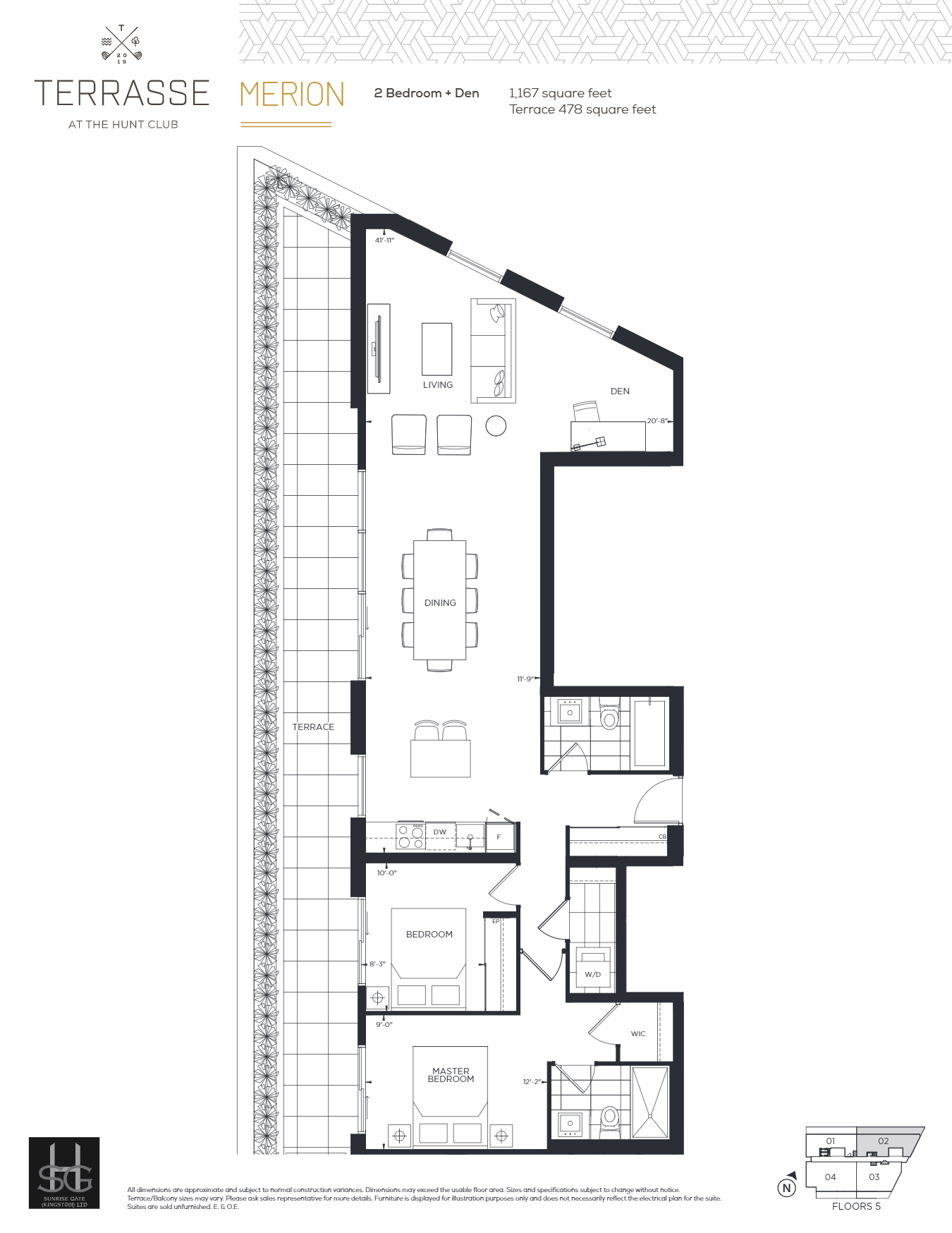  Merion Floor Plan of Terrasse Condos at The Hunt Club  with undefined beds