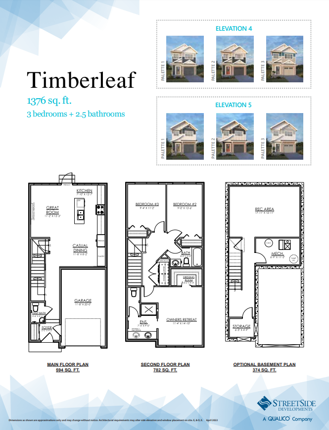 Timberleaf Floor Plan of Trumpeter Village Homes by StreetSide Developments with undefined beds