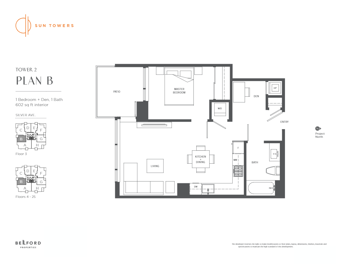 B Floor Plan of Sun Towers 2 Condos  with undefined beds