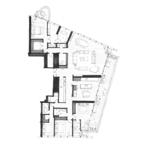 4202 Floor Plan of The Palazzi at Piero Lissoni x Oakridge Condos with undefined beds