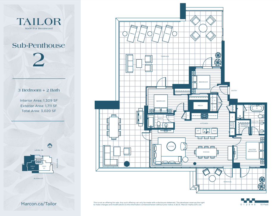  Sub-Penthouse 2  Floor Plan of Tailor Condos with undefined beds