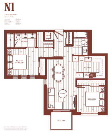 N1 Floor Plan of Popolo Condos with undefined beds