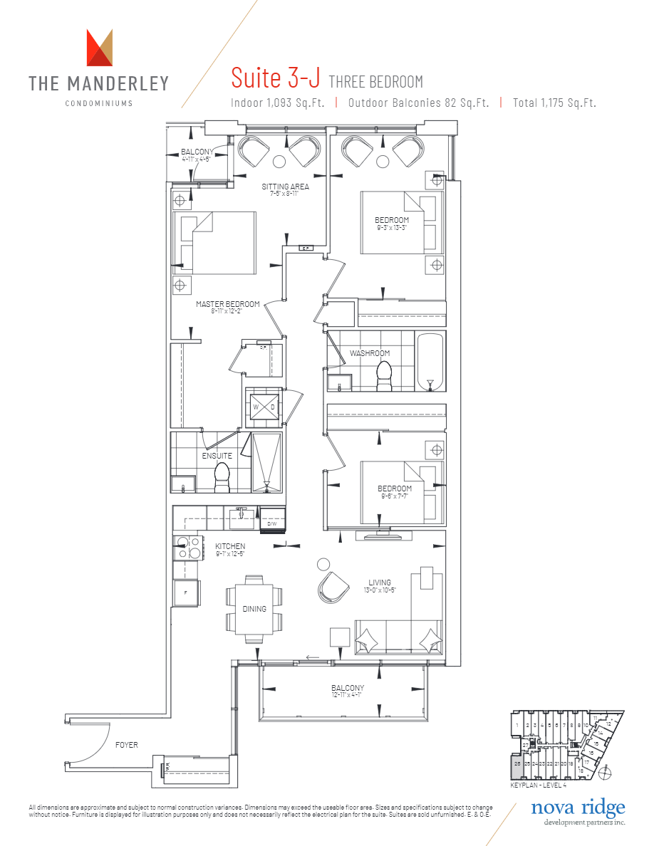  3-J  Floor Plan of The Manderley Condos with undefined beds