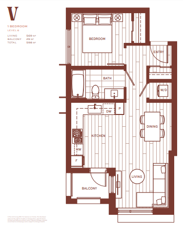 V Floor Plan of Popolo Condos with undefined beds