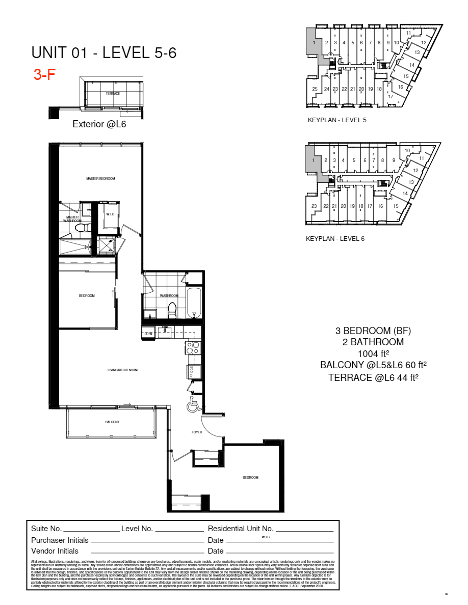  3-F  Floor Plan of The Manderley Condos with undefined beds
