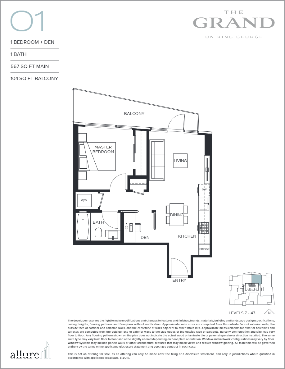 Plan 01 Floor Plan of The Grand on King George Condos with undefined beds