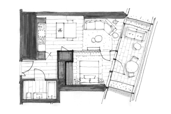 3303 Floor Plan of The Palazzi at Piero Lissoni x Oakridge Condos with undefined beds