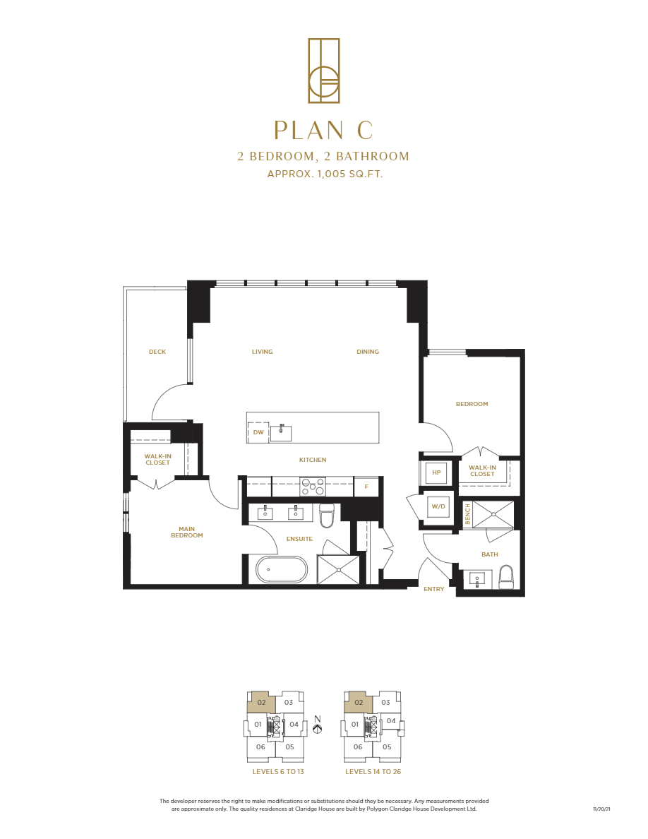 1302 Floor Plan of Claridge House Condo with undefined beds