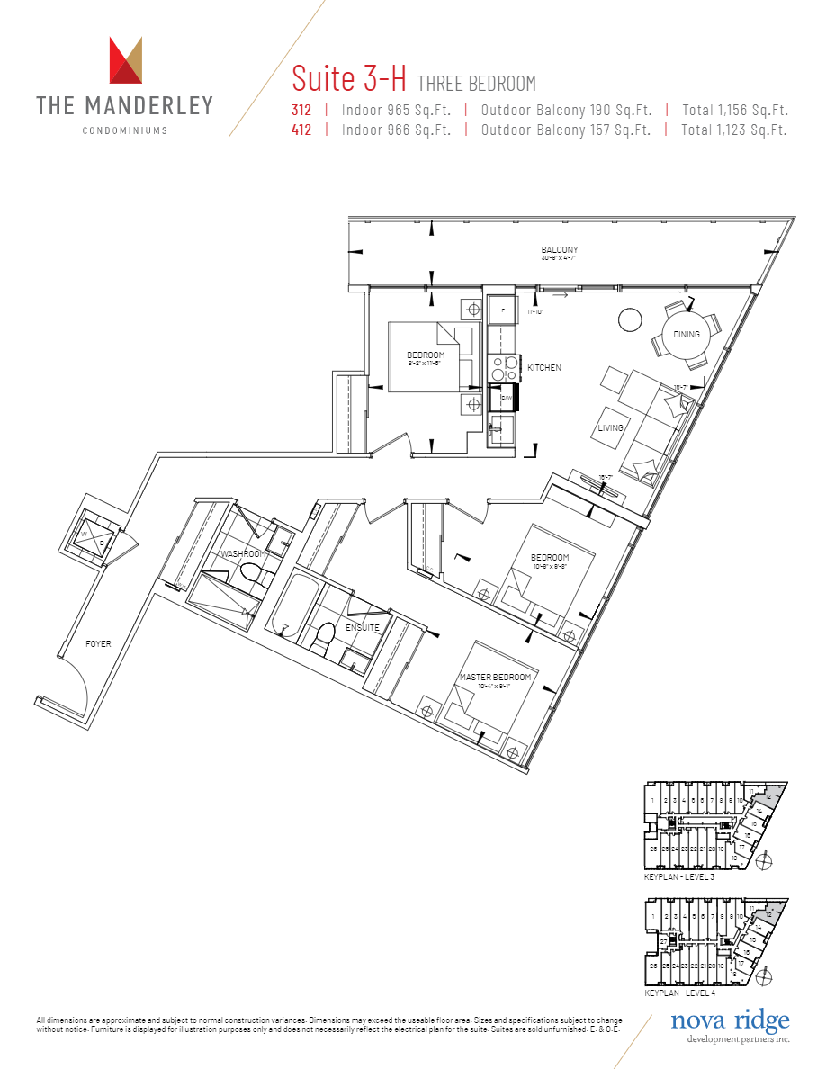  3-H  Floor Plan of The Manderley Condos with undefined beds