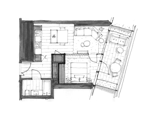 2803 Floor Plan of The Palazzi at Piero Lissoni x Oakridge Condos with undefined beds