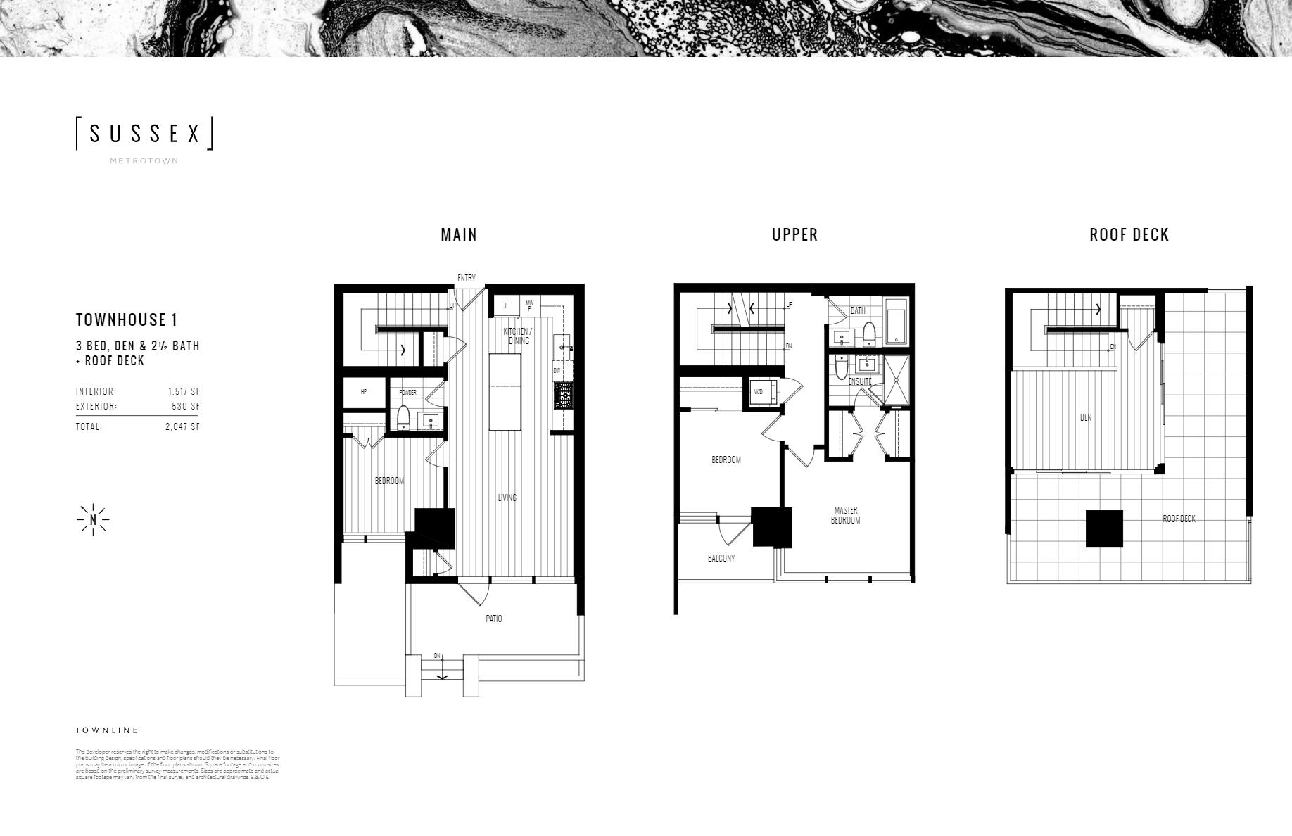 TH #1  Floor Plan of Sussex Condos with undefined beds