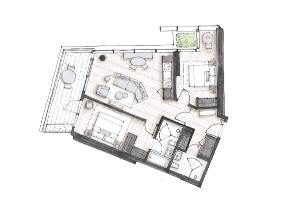 4105 Floor Plan of The Palazzi at Piero Lissoni x Oakridge Condos with undefined beds