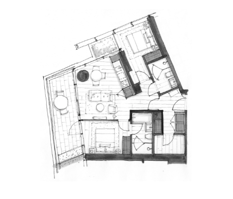 3206 Floor Plan of The Palazzi at Piero Lissoni x Oakridge Condos with undefined beds
