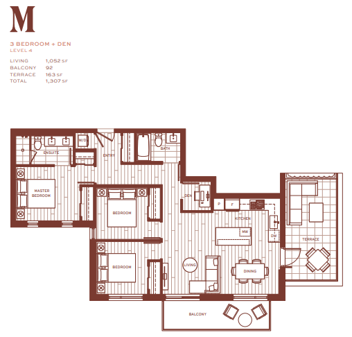 M Floor Plan of Popolo Condos with undefined beds