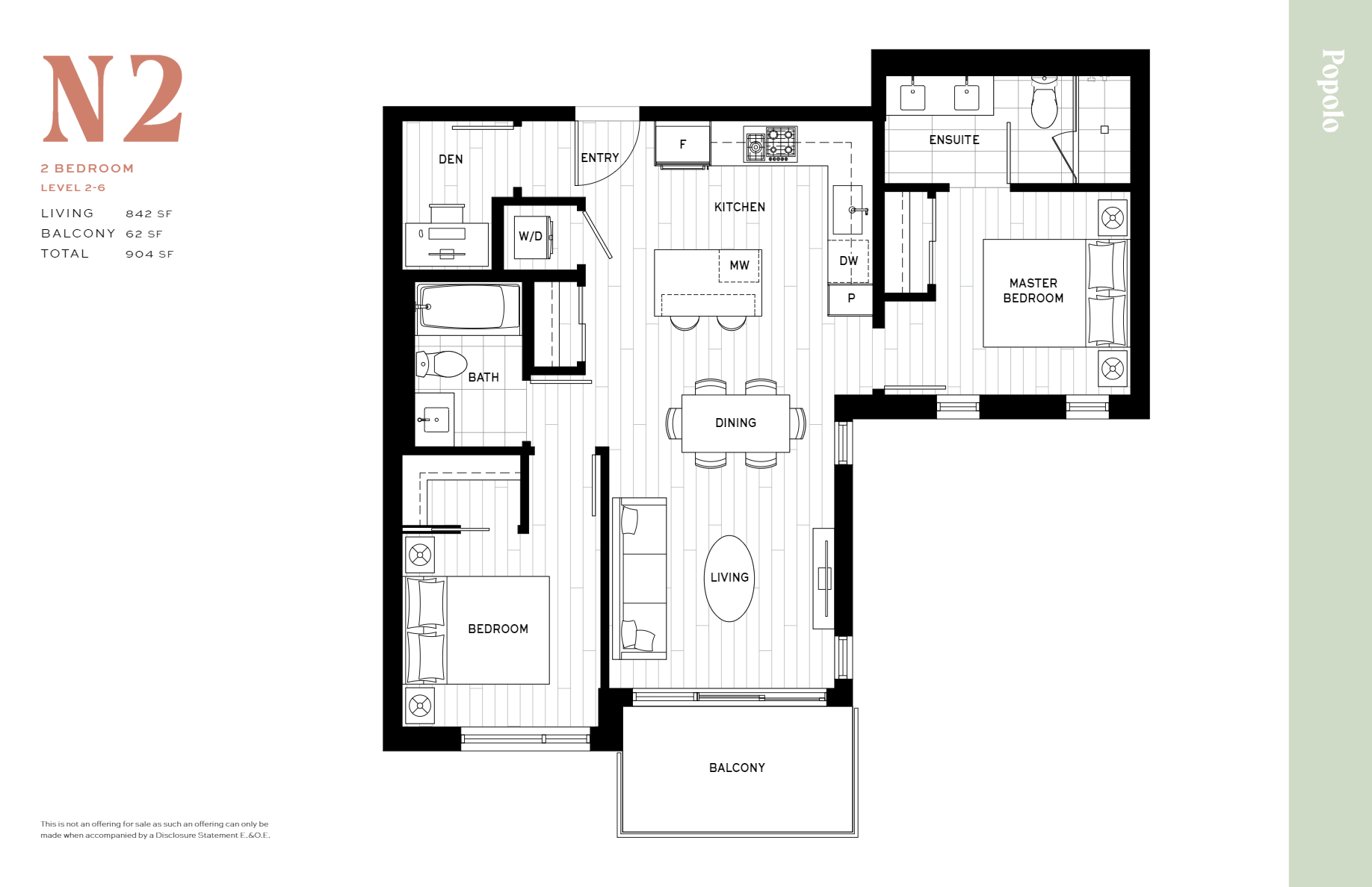 N2 Floor Plan of Popolo Condos with undefined beds