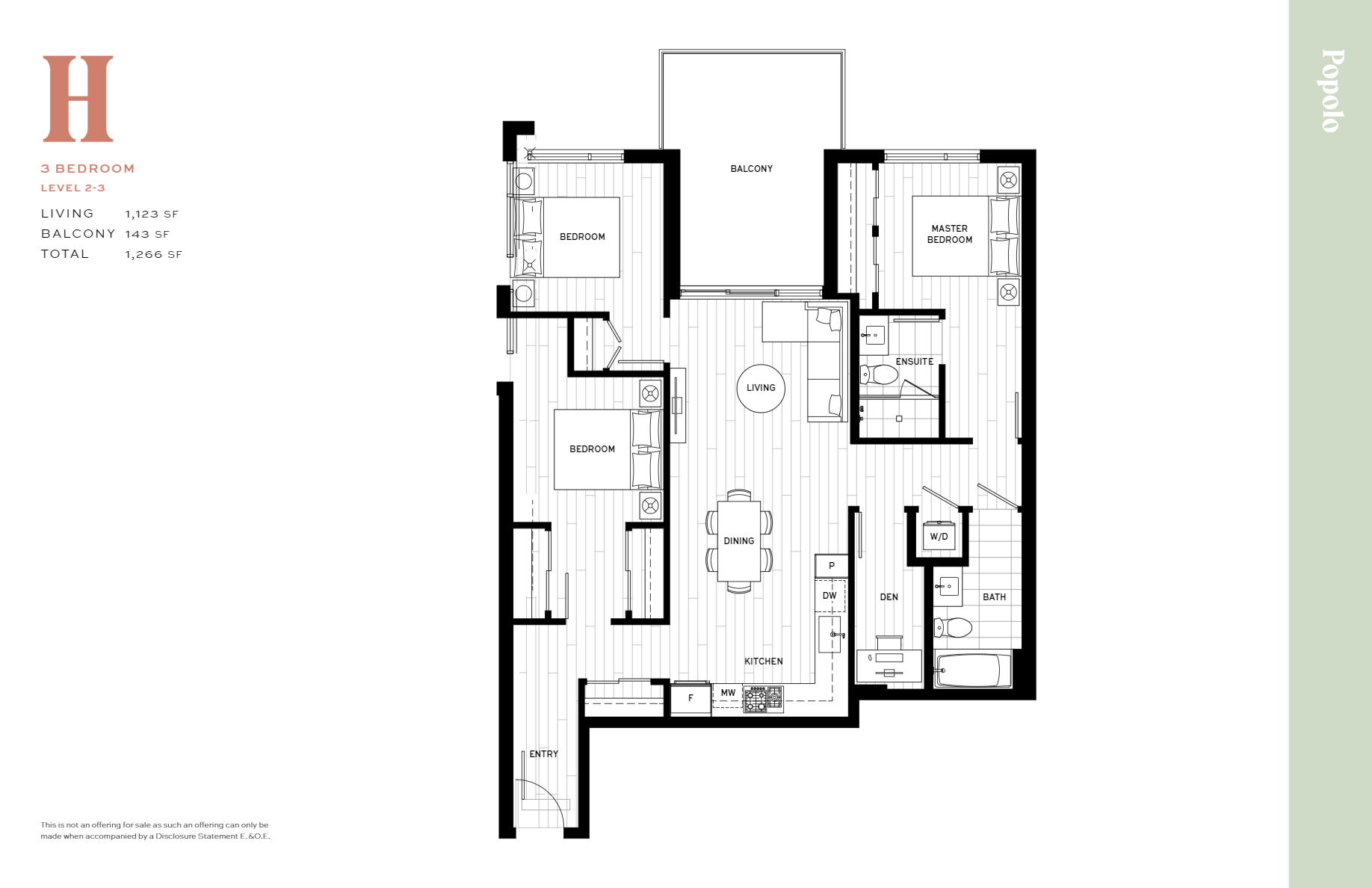 H Floor Plan of Popolo Condos with undefined beds