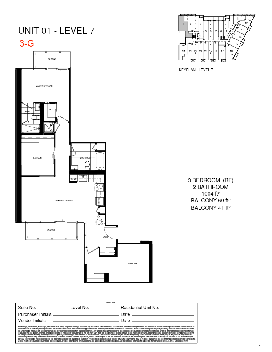  3-G  Floor Plan of The Manderley Condos with undefined beds