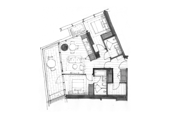 3106 Floor Plan of The Palazzi at Piero Lissoni x Oakridge Condos with undefined beds