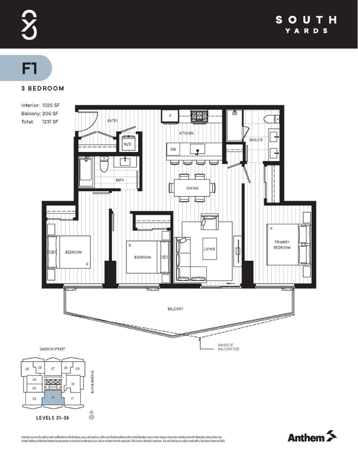 F1 Floor Plan of South Yards (Phase 1 - Tower A) Condos with undefined beds
