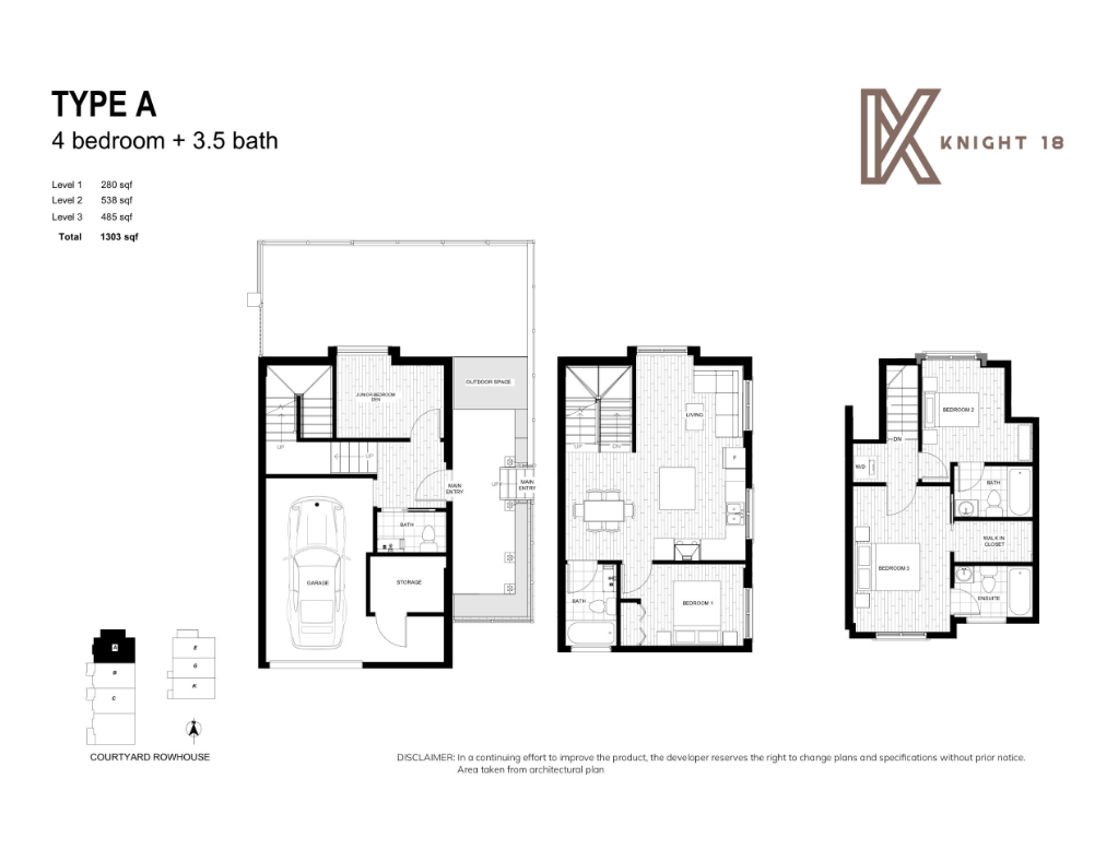 Type A Floor Plan of Knight 18 Towns with undefined beds