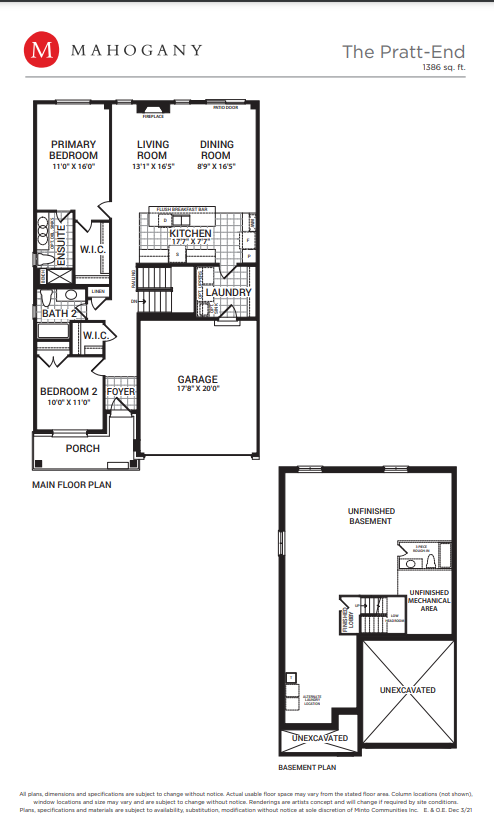Pratt End Floor Plan of Mahogany Towns with undefined beds